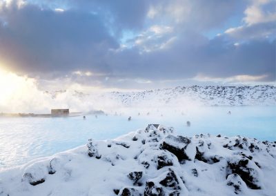 Iceland Luxury Tours Snow covering the surrounding of the Blue Lagoon